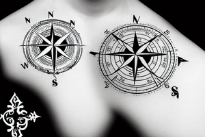 compass with points to directions tattoo idea