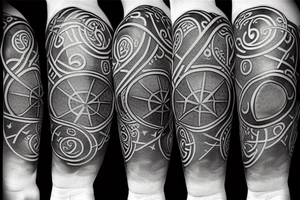 3d compass with points to directions, swirls and vines and a lantern tattoo idea