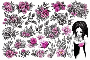 Girl wirh a book fuul o flowers tattoo idea
