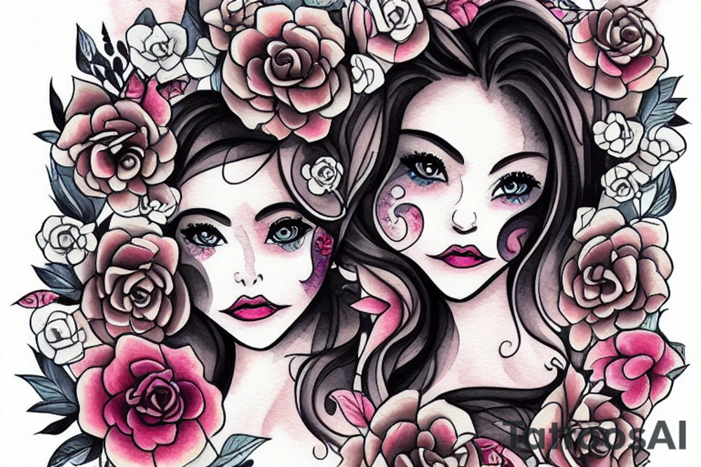 Girl wirh a book fuul o flowers tattoo idea