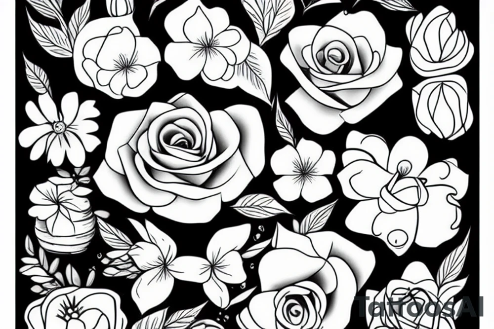 Girl wirh a book fuul o flowers tattoo idea