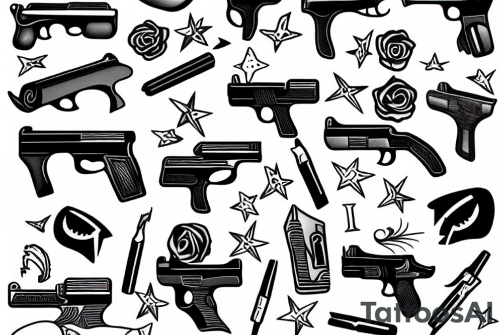 one shot pistol tattoo idea