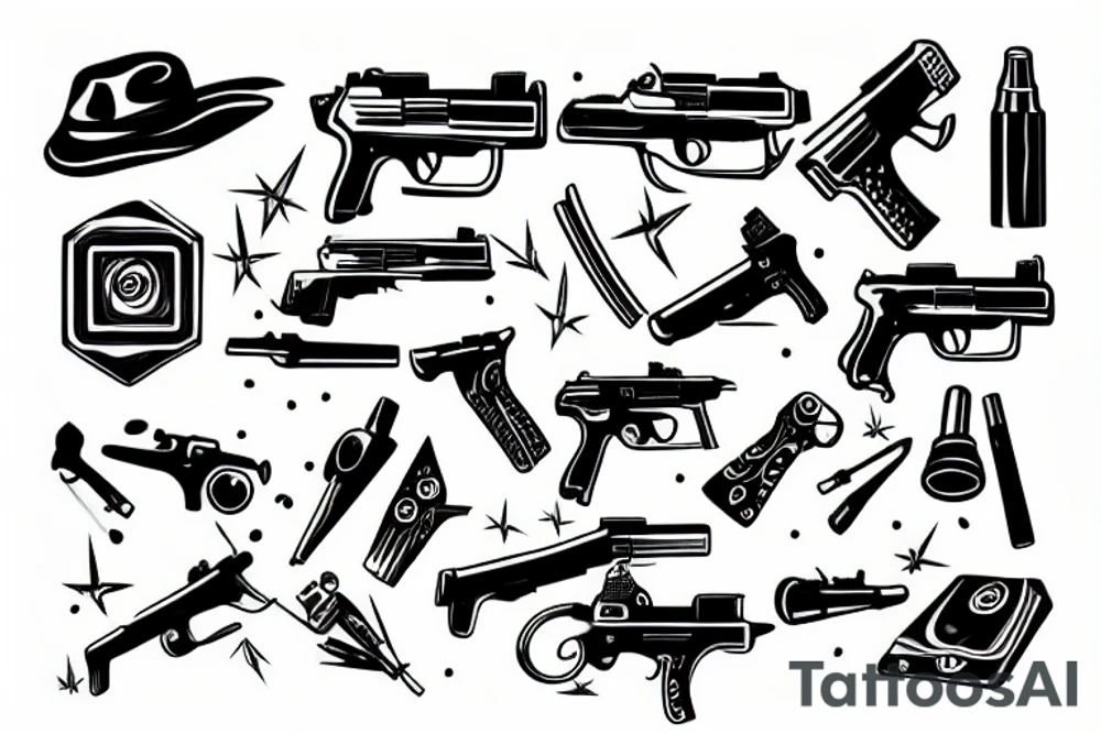 one shot pistol tattoo idea