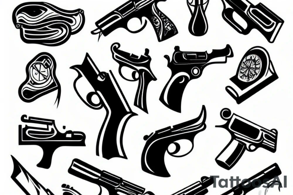 old timey pistol tattoo idea
