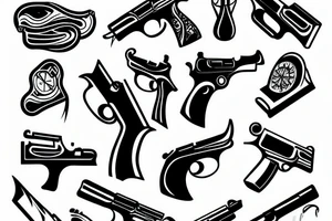 old timey pistol tattoo idea