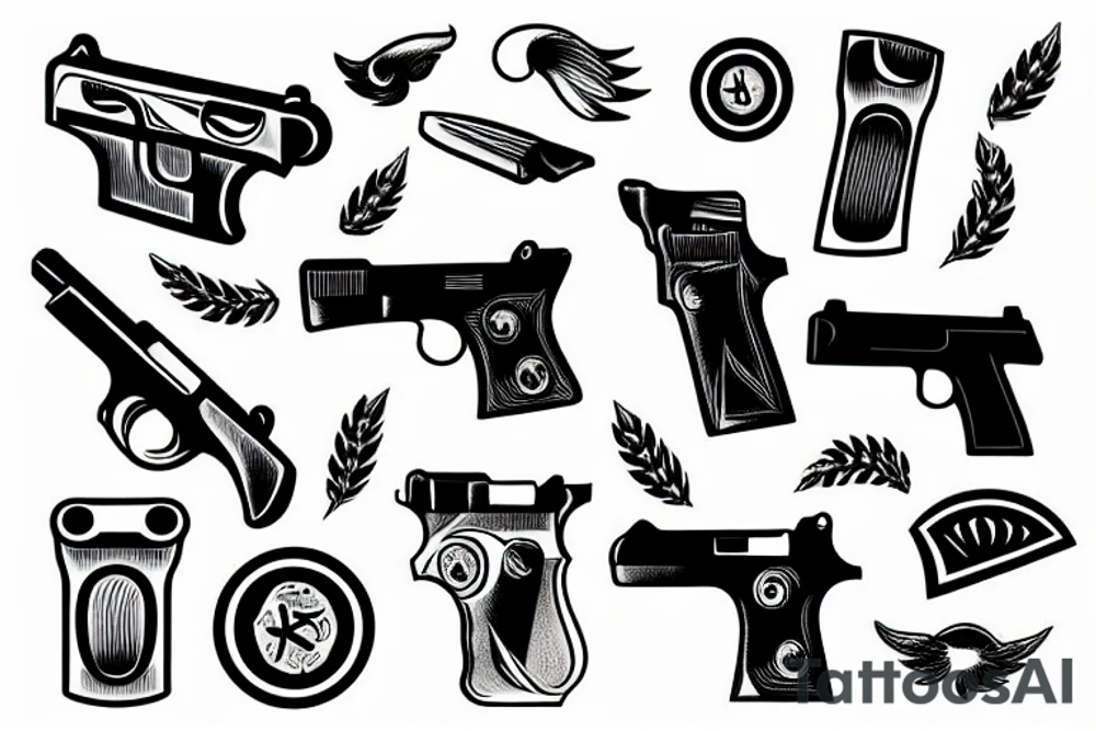 old timey pistol tattoo idea