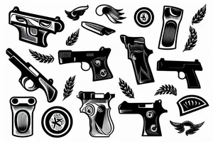 old timey pistol tattoo idea
