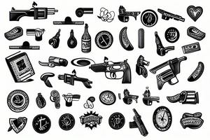old timey revolver isometric tattoo idea