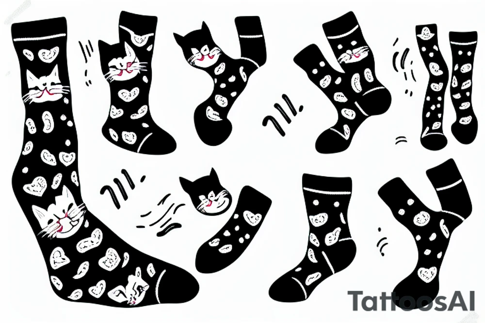 cat walking wearing socks tattoo idea