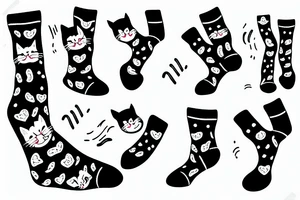 cat walking wearing socks tattoo idea
