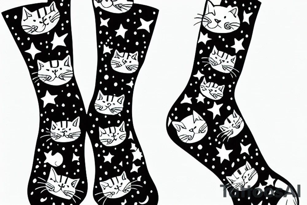 cat walking wearing socks tattoo idea