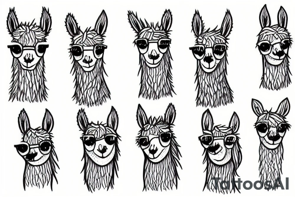 tiny stylish llama tattoo idea