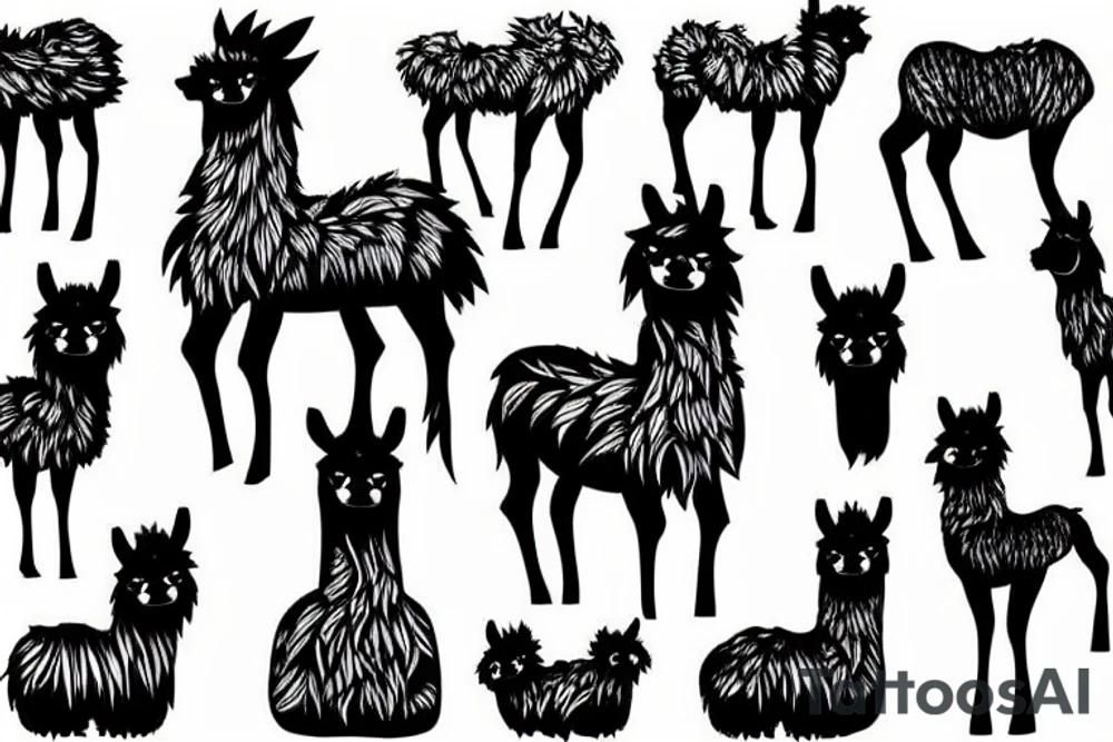 tiny stylish llama tattoo idea