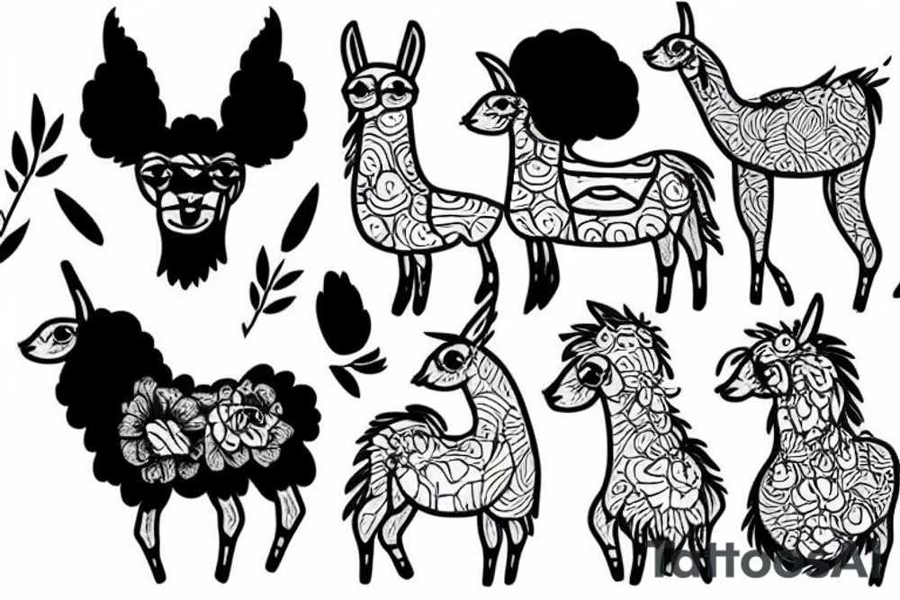 tiny stylish llama tattoo idea