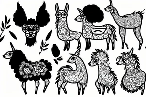 tiny stylish llama tattoo idea