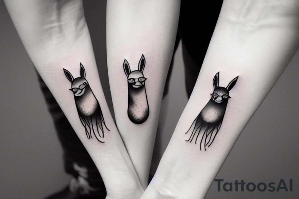 tiny stylish llama tattoo idea
