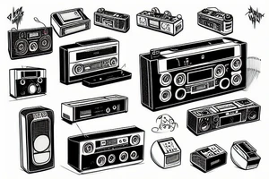 boombox isometric tattoo idea