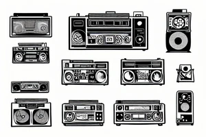 boombox isometric tattoo idea