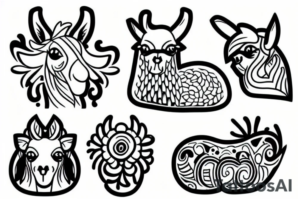 tiny stylish llama tattoo idea