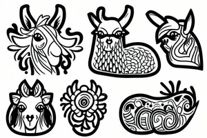 tiny stylish llama tattoo idea