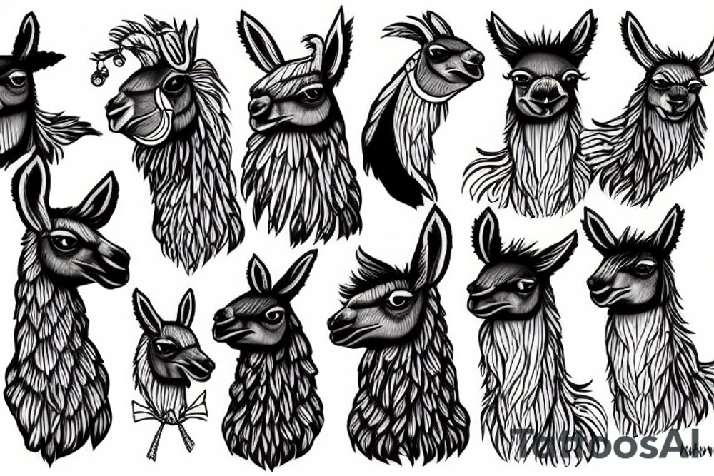 funky llama tattoo idea