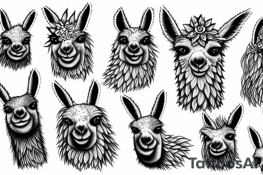 funky llama tattoo idea