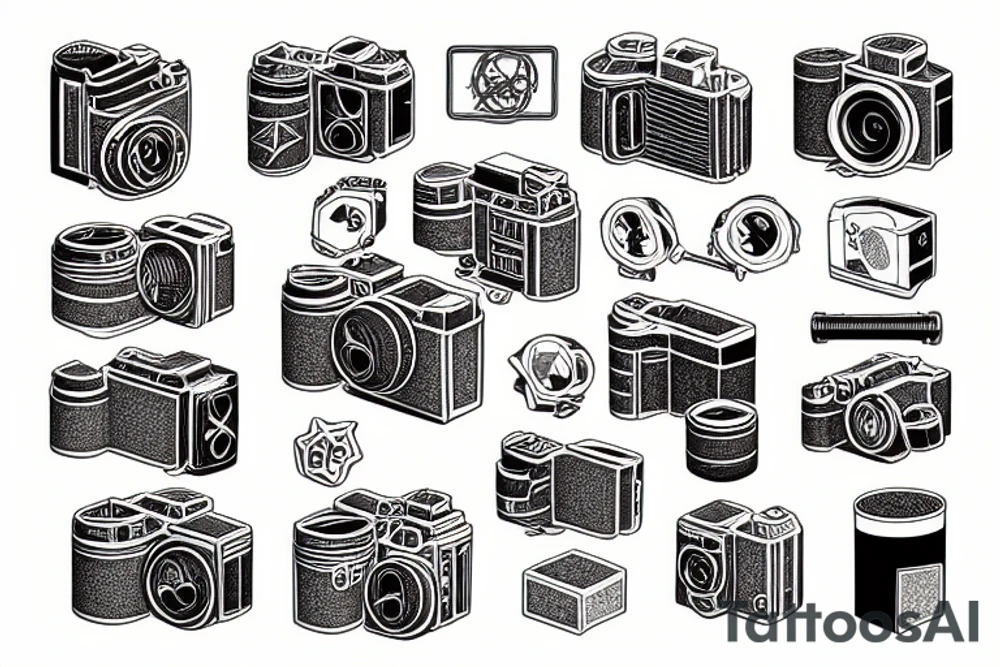 film camera isometric tattoo idea