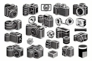 film camera isometric tattoo idea