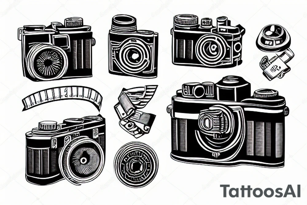 film camera isometric tattoo idea