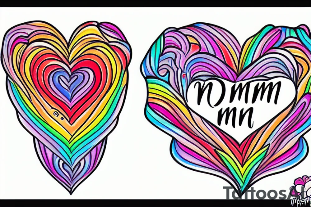 mom with heart rainbow tattoo idea
