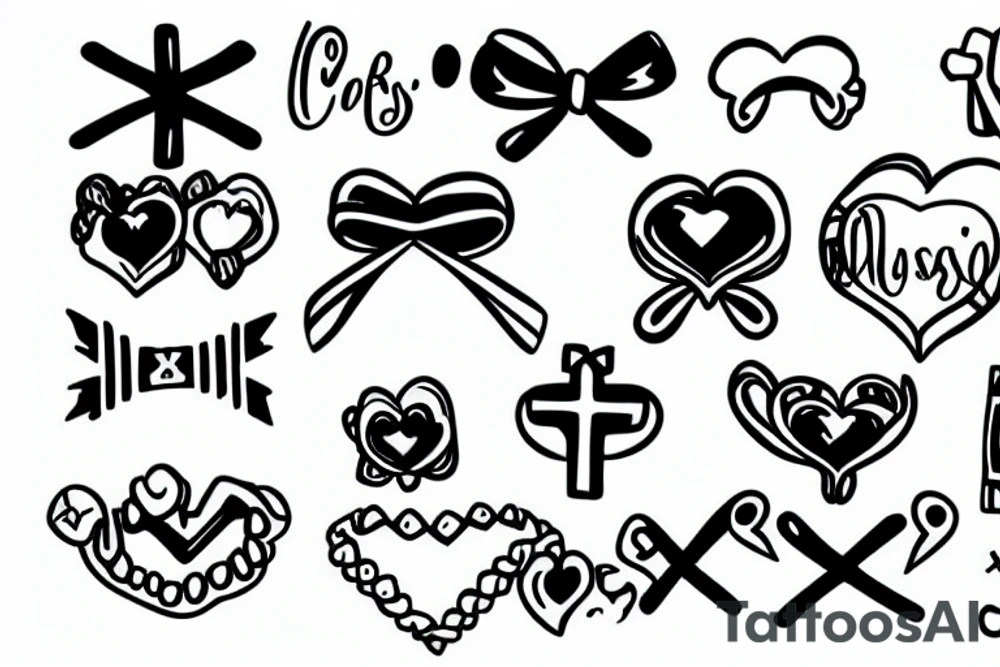 baby kissing cross pendant tattoo idea