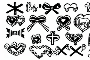 baby kissing cross pendant tattoo idea