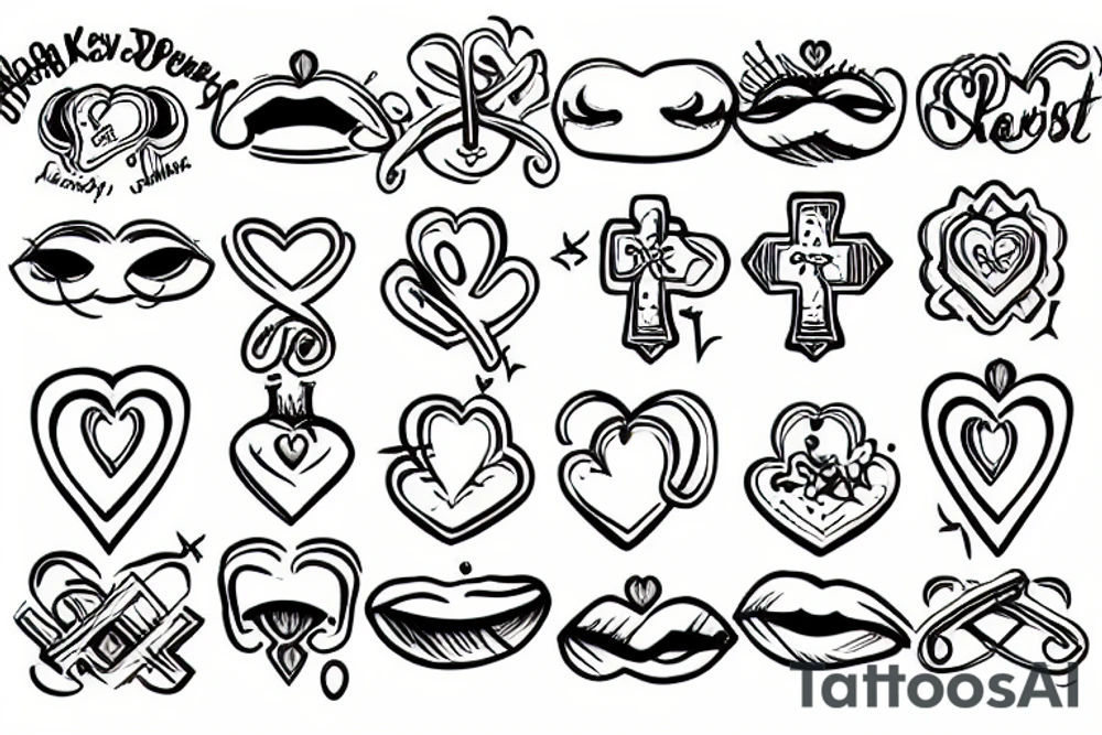 baby kissing cross pendant tattoo idea