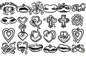 baby kissing cross pendant tattoo idea