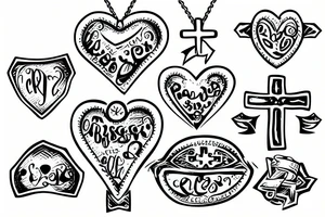 baby kissing cross pendant tattoo idea