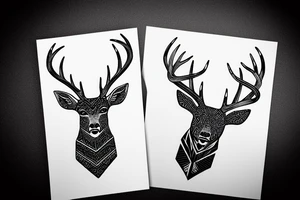 a male deer portrait with gorgeous antlers tattoo idea