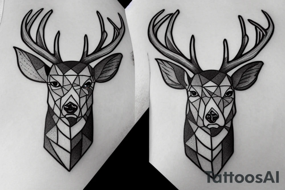a male deer portrait with gorgeous antlers tattoo idea