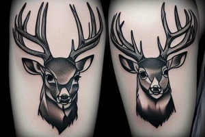 a male deer portrait with gorgeous antlers tattoo idea