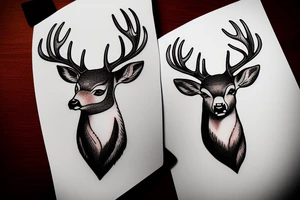 a male deer portrait with gorgeous antlers tattoo idea