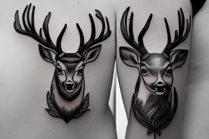 a male deer portrait with gorgeous antlers tattoo idea
