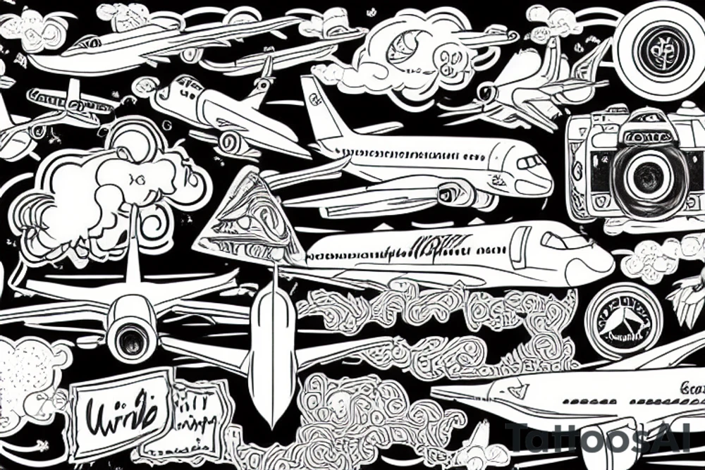 World plane travel tattoo idea
