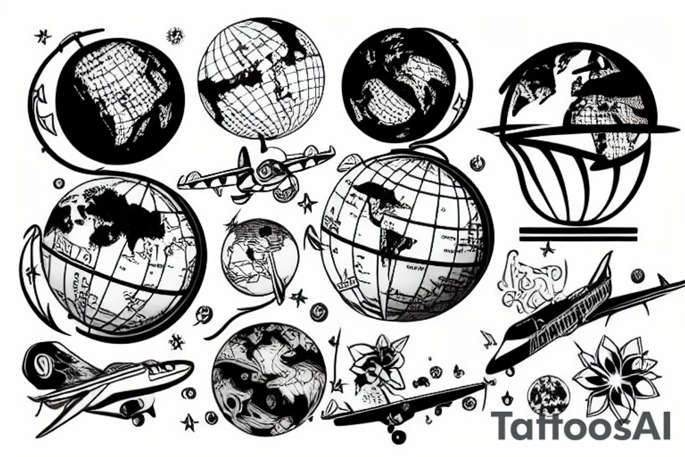 World plane globe tattoo idea