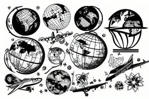 World plane globe tattoo idea