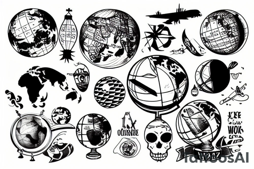 World plane globe tattoo idea