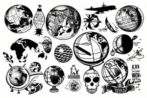 World plane globe tattoo idea