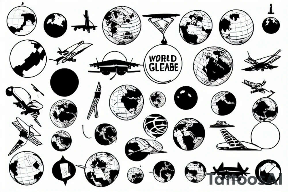 World plane globe tattoo idea
