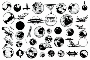 World plane globe tattoo idea