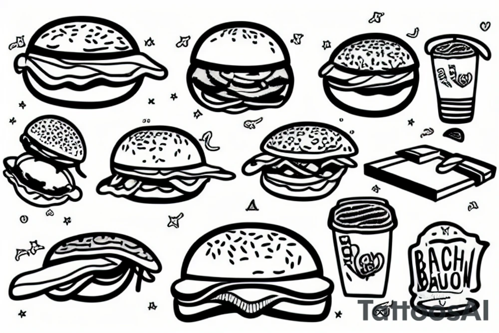 Bacon , Beach , Burger tattoo idea