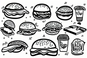 Bacon , Beach , Burger tattoo idea