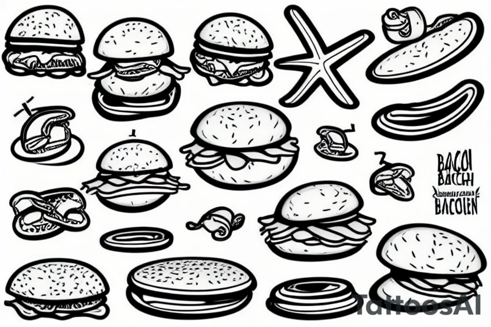 Bacon , Beach , Burger tattoo idea